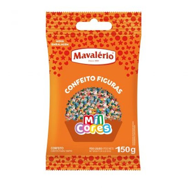 confeito figura estrelinha colorida 150g mavalerio